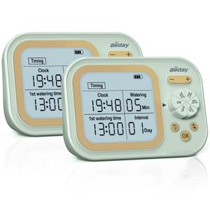 Automatic Plant Waterer Self Watering System Indoor for 15 Potted Plants Pack of 2, Auto Drip Irrigation Kit Programmable Water Timer w Smart Humidity Detection, Green