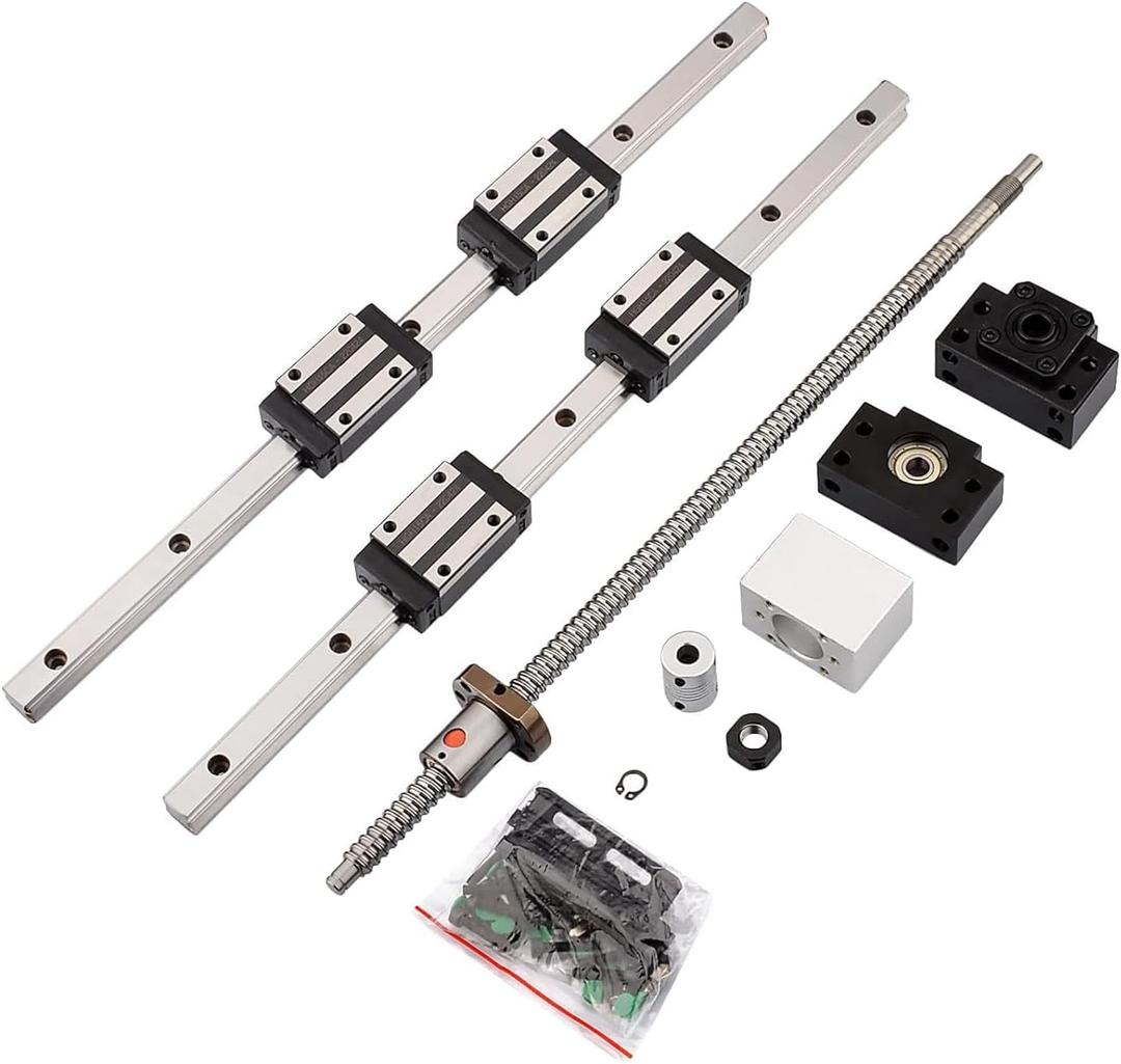 2Pcs 500MM HGR20 Linear Guide Rail with 4 Bearing Block,1Pcs 500MM SFU1204 Ball Screw with Metal Deflector Ball Screw Nut