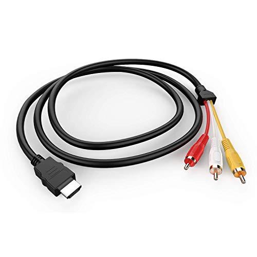 HDMI to RCA Cable, 1080P 5ft/1.5m HDMI Male to 3-RCA Video Audio AV Cable Connector Adapter Transmitter for TV HDTV DVD(NO Signal Conversion Function)