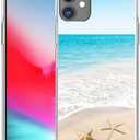 Case for iPhone 11 Beach Summer Gel Silicone Slim Drop Proof Heavy Duty Protection Cover Compatible for iPhone 11 & Beachy Waves Starfish Ocean Sea Scene Theme Tropical Design