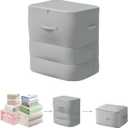 Ultra Space Saving Self Compression Organizer, 3-Layer Zipper Large Capacity Storage Bag, Thick Satin Fabric Heavy Duty Bags for Comforters Blankets Bedding Duvet (Gray, X-Large, 21x17x24in)