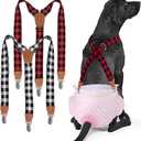 Pet Soft Dog Suspenders 2 Pieces Female Dog Diaper Suspenders for Dogs Diaper Keeper Suspender for Dogs Skirt, Doggy Dress (Plaid, M/L)