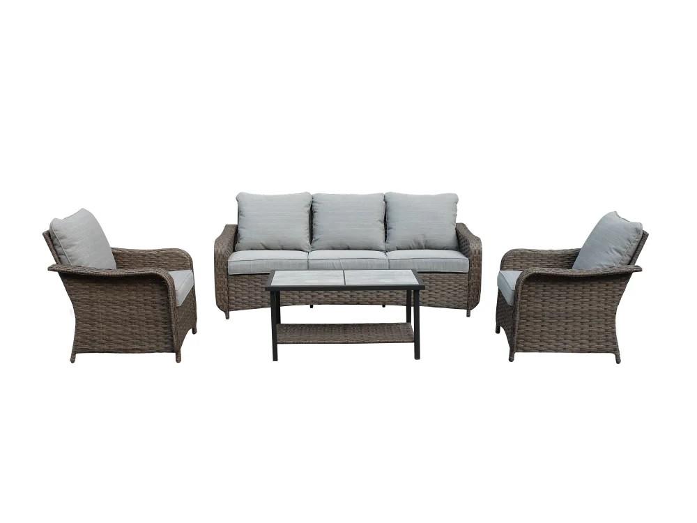 HGTV Ensley 4-Piece Wicker Sofa Set (Brown) Outdoor