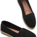 BABUDOG Women's Flats with Flower Embroideried,White Lace Ballet Flats,Comfortable Dress Flats (6, Black)