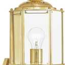 Livex Lighting 2006-02 Basics 1 Light PB Outdoor Wall Lantern, Polished Brass, 7"W x 17.5"H