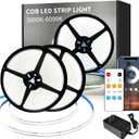 COB LED Strip Lights 100ft,6000K DC 24V Dimmable White Flexible LED Rope Lights for Bedroom,with Remote and app Control LED Lights Strip for Living Room, Shelf, Cabinet