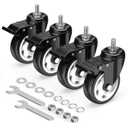 HOLKIE Caster Wheels 4 inch Total Locking Stem Casters, 3/8" -16 x 1 (Stem Diameter 3/8", Stem Length 1") Threaded Stem Casters Swivel Casters Set of 4 Heavy Duty Castors Black