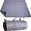 Waterproof Picnic Blanket 80 * 80 in Portable with Carry Strap for Beach Mat or Family Outdoor Camping Party, Park Blanket for Grass Park, Hiking, Travel (6'8" x 6'8" (Square), Grey)