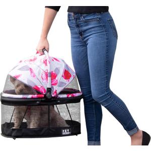 Pet Gear No-Zip View 360 Pet Safety Carrier & Car Seat for Small Dogs & Cats Push Button Entry, View 360 20-inch, Blossom