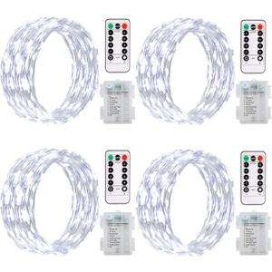 ZAIYW 4 Pack 16.5Ft 50 LED Fairy Lights Battery Operated with Remote Control Timer 8 Modes, Waterproof Fairy String Lights for Bedroom Wedding Xmas Tree Outdoor DIY Decor (Cool White)