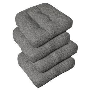downluxe Chair Cushions for Dining Chairs 3 Pack, Tufted Indoor Chair Pads with Non-Slip Bottom, U-Shaped Kitchen Chair Cushions, 17"x17"x4", Dark Grey