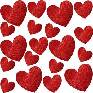 Dazzling Red Glitter Paper Heart Cutouts Mega Pack - 5", 7", 11.5" (Pack Of 20) | Perfect For Decorations & DIY Projects