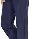 SANTINY Women's Cotton Sweatpants Yoga Lounge Casual Pants Open Bottom Sweat Pants for Women with Pockets, Size L, Navy
