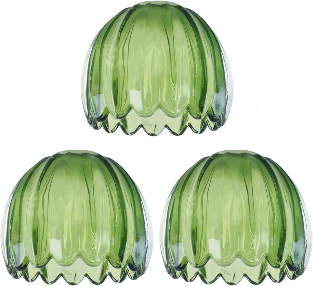 Glass Green Tulip Lamp Shades, Small Flower Lampshades,Replacement Mini Lamp Shade for Floor Lamp Table Wall Lamp Chandelier Decor (Green-3)
