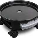 1 Pack 15" White Plant Caddy with Easy Moving Caster Wheels and a Water Container Round Movable Planter Dolly Trolley Tray Pallet Outdoor Indoor Tree Flower Stand Planter