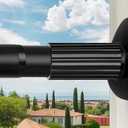 Tension Curtain Rod 51-126 Inch, Long Curtain Rod No Drilling for Window or Bathroom, Outdoor Curtain Rods for Patio Tension Rods, Easy to Install, Never Rust, Rod Diameter 1.26 Inches - Black