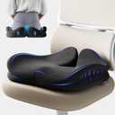 Seat Cushions for Office Chairs - Patented Coccyx Cushion for Tailbone Pain - 21.2" W x 16.5" L Memory Foam Extra Large Seat Cushion, Removable & Machine Washable Cover (Black)