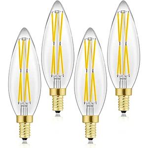 E12 Candelabra Light Bulbs 8W, Equal 100 Watt Dimmable Led Bulbs, 4000K Daylight Led Candle Bulb, Chandelier Light Bulbs 4.85In, 850lm, 4-Pack