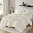 Intelligent Design Queen Duvet Cover Set Chenille Tufted Animal Print Pattern Duvet Cover Queen Size, All Season Fuzzy Bedding Cover, Soft Microfiber Reverse, Larissa, Full/Queen Off-White 3 Piece
