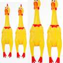 Pack of 4 PCS Screaming Chicken Yellow Squeaky Rubber Chicken Funny Style Dog Toy Novelty (2pcs 14 inch, 2 pcs 12 inch)