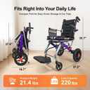 Lightweight Foldable Transport Wheelchair for Seniors Adults, Purple