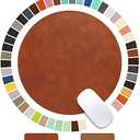 Mouse Pad，Round Mouse Pad，PU Mouse Pad，Leather Mouse Pad with Stitched Edge Micro-Fiber Base with Non-Slip Waterproof，Mouse Pad for Computers，Laptop，9 x 9 Inch (Caramel Brown)