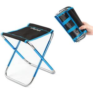 AOUTACC Ultralight Portable Folding Camping Stool for Outdoor Fishing Hiking Backpacking Travelling(XL:13"x14"x15";Large:11.8"x11"x11.4"; Medium:8.3"x9.5"x 11") (Blue and Black)