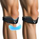 JHVW Silicone Patellar Tendon Support Strap 2-Pack, Knee Brace for Women Men, Adjustable Non-Slip Patella Band Support (Black)
