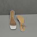 DREAM PAIRS Womens Clear Heels Square Toe High Stiletto Mules Slip on Wedding Dress Heel Sandals (8.5)