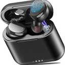 TOZO T6 True Wireless Earbuds Bluetooth 5.3 Headphones 50H Long Playtime, Wireless Charging Case, IPX8 Waterproof Stereo Earphones, Built-in Mic Calls, Headset Premium Deep Bass 32 Preset EQs via APP (Black)