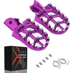 JFG RACING Dirt Bike Foot Pegs with Springs,7075 Aluminum CNC Footpegs Pedals Rests for Surron Light Bee X and S/E Ride Pro SS/CRF150F CRF230F 03-19/X160/X260-Purple