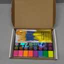 Professional Face Painting Kit  42 Color Water Activated Facepaint Makeup Kit, Non-Toxic face Paint with Stencils, Gems, Brushes for Halloween, Parties, Carnival, Festivals & Creative Events (42 Colors - 32 Piece Set)