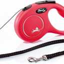 FLEXI New Classic Cord Retractable Dog Leash for Small Dogs up to 26 lbs.  16 ft., Red | Tangle-Free Pet Walking Leash with One-Handed Brake, Pause, Lock | German Quality Product
