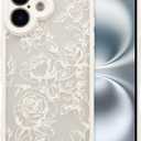 XIZYO for iPhone 17 Case, Floral Flower Cute Aesthetic Case for Women Girls Rose Pattern Slim TPU Bumper Shockproof Protective Cover for iPhone 17 6.3 Inch, Branch Rose/White