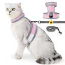 ADNIKIA Cat Harness and Leash Set, Escape Proof Adjustable Kittens Vest with Reflective Strip, Easy to Wear for Cats Walking and Traveling, Soft Mesh Kitten Harness for Small Medium Large Cats (Pink) L