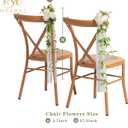 Wedding Chair Decorations Aisle Floral Set of 10 Artificial Flowers Ivory White Rose Garland with Hanging Ribbons for Ceremony Reception Church Arrangement Party Pew Decor
