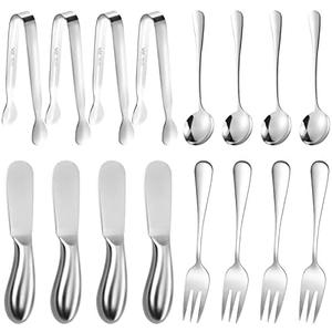 Mlurcu Cheese Butter Spreader Knives Set 11 Pieces Stainless Steel Multipurpose Butter Knives Cheese Slicer Mini Serving Tongs Forks and Spoons for Butter Spreader