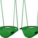 JKsmart 2 Pack Kids Swing Seat, Heavy Duty Rope Play Secure Children Swing Set, Toddler Swing Chair for Outdoor/Indoor/Playground/Home/Tree, with Snap Hooks and Swing Straps,440 lbs Capacity,Green