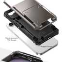 TOPAUX for iPhone 17e 16e Wallet Case Hold 1 to 5 Credit Card Holder Flip Cover ID Slot Back Pocket Compartment Dual Layer Shockproof TPU Bumper Anti-Scratch Protective Hard Shell Gunmetal