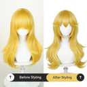 Wiggy Mermaid Blonde Wavy Wig for Adult, Long Golden Cosplay Wigs + Crown Brooch Earrings Accessories + Wig Cap for Halloween Costume Party