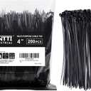 Zip Ties 4 inch (200 Pack), Small Zip Ties with 18 lb Tensile Strength, Black, by Tantti Supply