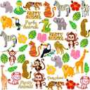 Riceshoot 48 Pcs Animals Embroidered Patches Mixed Animal Iron on Patches Lion Giraffe Tiger Snack Elephant Monkey Leaf Embellishments Sew Applique for DIY Shoes Clothes