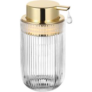 LEICURACE Glass Foam Soap Dispenser, Refillable Foaming Dispenser with Gold Pump, Foam Hand Soap Dispenser for Bathroom Kitchen, Modern Home Bathroom Decor （Foam Type/Clear）