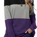 CRAZY GRID Womens Trendy Long Sleeve Shirts Casual Loose Soft Sweatshirt Fall Tops, Medium