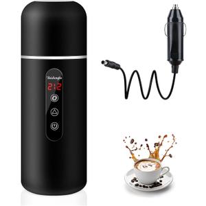 Car Kettle, 12V/24V Portable Electric Travel Kettle 420ML & 304 Stainless Steel Water Boiler with Built-in Magnetic Induction Stirring Temperature Adjustable Bottle Warmer for Tea Coffee Milk