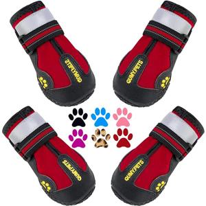 QUMY Dog Shoes for Large Dogs, Medium Dog Boots & Paw Protectors for Winter Snowy Day, Summer Hot Pavement, Water-Resistant in Rainy Weather, Outdoor Walking, Indoor Hardfloors Skid-Resistant Sole, Size 1: 1.8''x2.3''(W*L) (Pack of 4)
