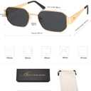 AMOMOMA Retro Rectangle Sunglasses for Womens 90s Y2k Narrow Square Sunglasses Metal Frame Polarized AM6641
