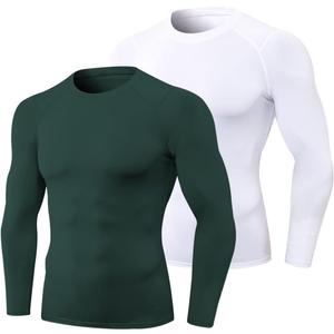 Men's Compression Shirt Long Sleeve Athletic Workout T-Shirts Top Active Sport Base Layer Undershirt Dry Fit (XL)
