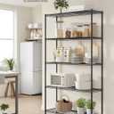 SONGMICS 5-Tier Bathroom Shelf, Storage Rack for Small Space Adjustable Shelves, 11.8 x 35.4 x 63 Inches, Removable Hook, Ink Black, DALTEN Collection