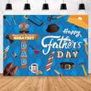 MEHOFOND Father's Day Christian Backdrop Blessed with The World's Greatest Dad Wall Decorations Banner Happy Fathers Day Bible Cross Blue Super Dad Background Father's Day Party Decor Supplies(7x5ft)